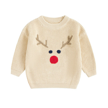 MQTIME  -  Autumn Christmas Kids Boy Girl Sweater Reindeer Pattern Long Sleeve Knitwear Pullover Xmas Clothes